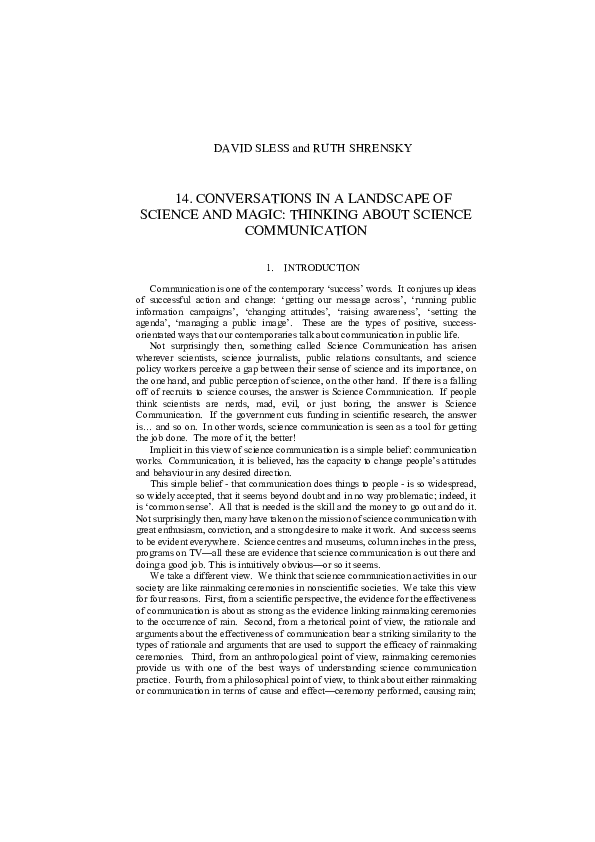 (PDF) 4. CONVERSATIONS IN A LANDSCAPE OF SCIENCE AND MAGIC: THINKING ...