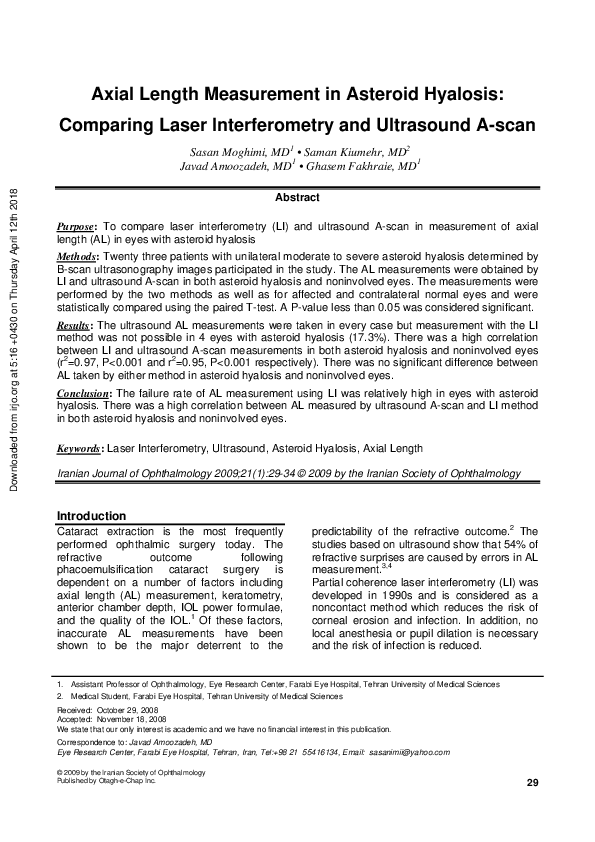(PDF) Axial Length Measurement in Asteroid Hyalosis Comparing Laser Interferometry and