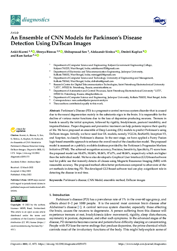 (PDF) An Ensemble of CNN Models for Parkinson’s Disease Detection Using ...