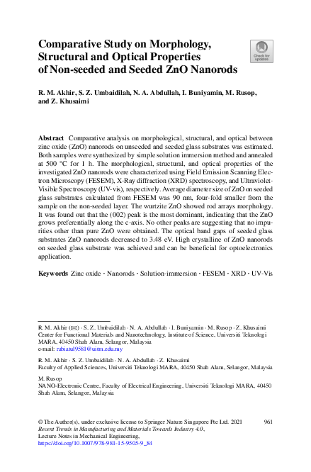 (PDF) Comparative Study on Morphology, Structural and Optical ...