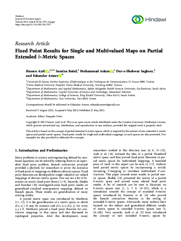 (PDF) Fixed Point Results for Single and Multivalued Maps on Partial ...