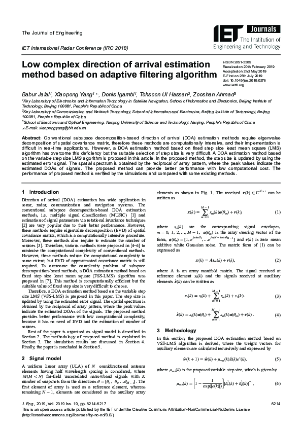 (PDF) Low complex direction of arrival estimation method based on ...