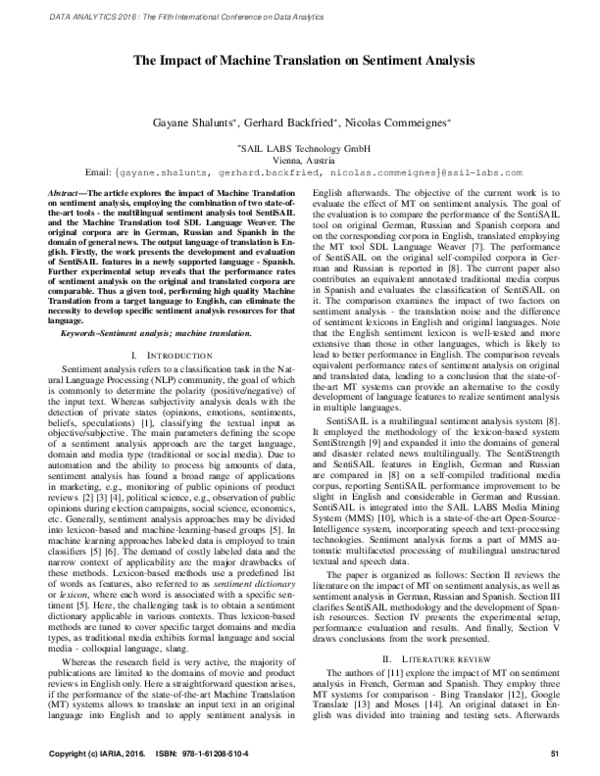 (PDF) The Impact of Machine Translation on Sentiment Analysis