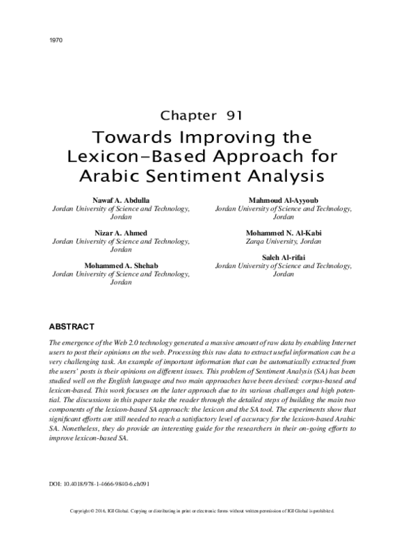 (PDF) Towards Improving the Lexicon-Based Approach for Arabic Sentiment ...