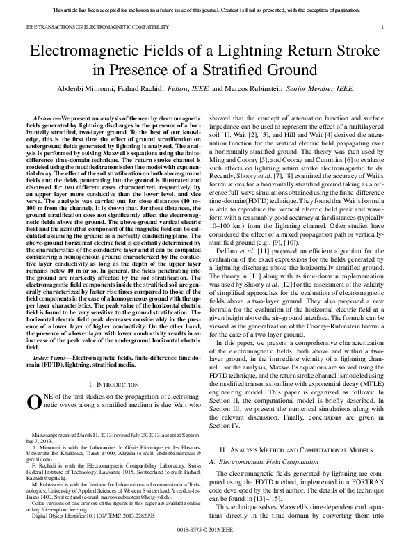 (PDF) Electromagnetic Fields of a Lightning Return Stroke in Presence ...