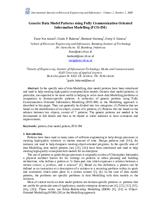 (PDF) Generic data model patterns using Fully Communication Oriented ...