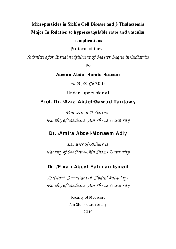 (PDF) Submitted for Partial Fulfillment of Master Degree in Pediatrics