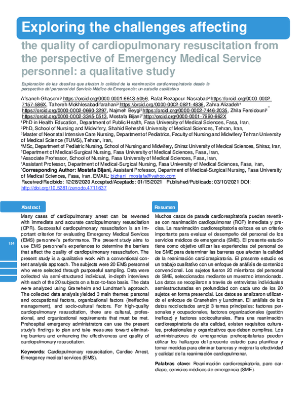 (PDF) Exploring the challenges affecting the quality of cardiopulmonary ...