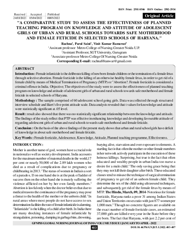 (PDF) "A COMPARATIVE STUDY TO ASSESS THE EFFECTIVENESS OF PLANNED ...