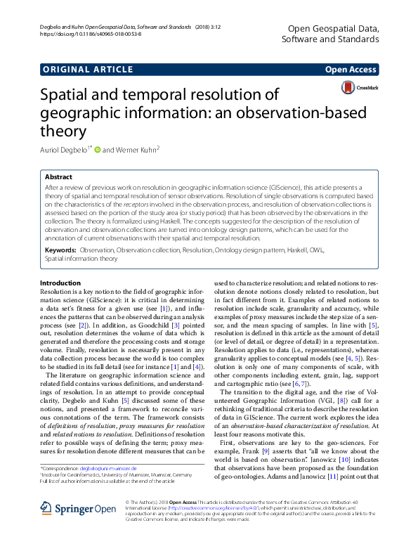(PDF) Spatial and temporal resolution of geographic information: an ...