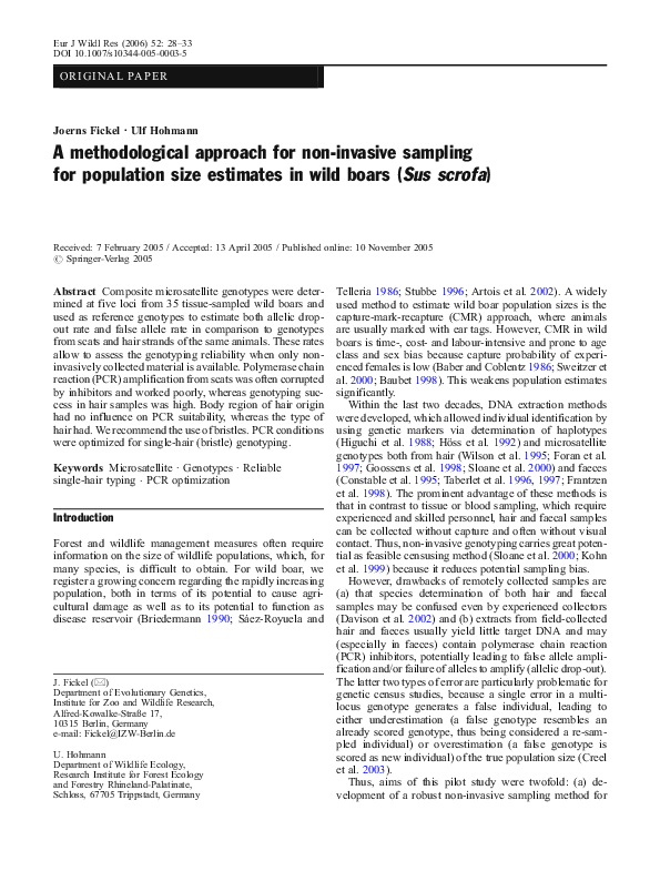 (PDF) A methodological approach for non-invasive sampling for ...