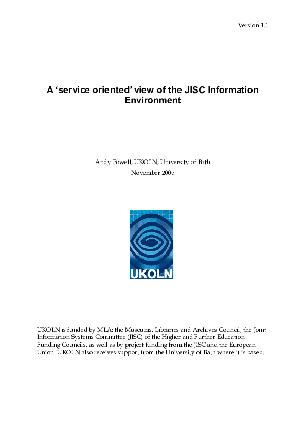 (PDF) A service-oriented view of the JISC Information Environment
