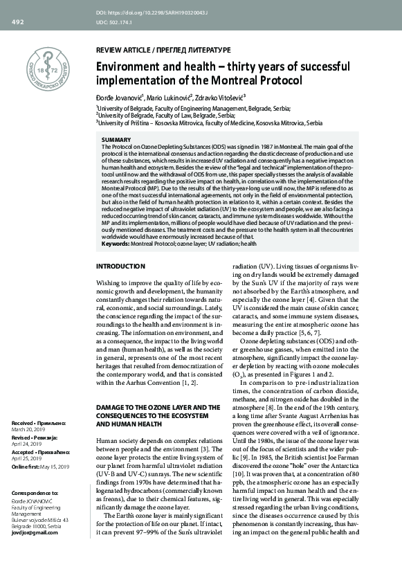 (PDF) Environment and health - thirty years of successful ...