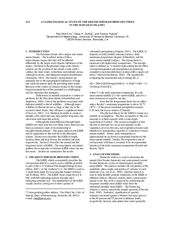 (PDF) A Climatological Study of the Keethch/Byram Drought Index in the ...