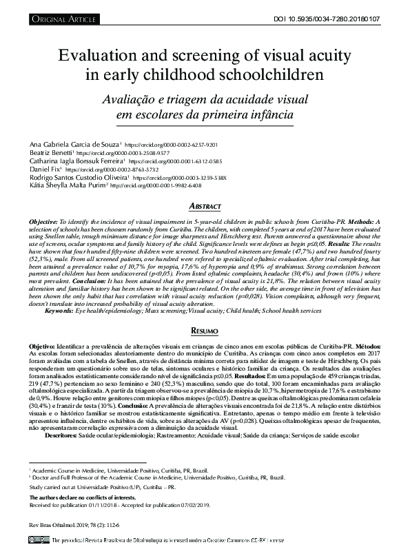 (PDF) Evaluation and screening of visual acuity in early childhood ...