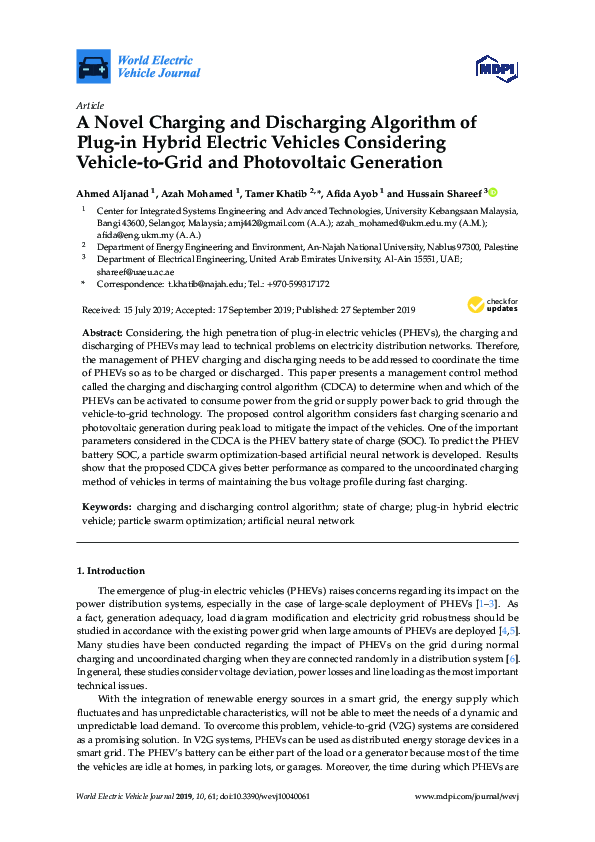 (PDF) A Novel Charging and Discharging Algorithm of Plug-in Hybrid ...