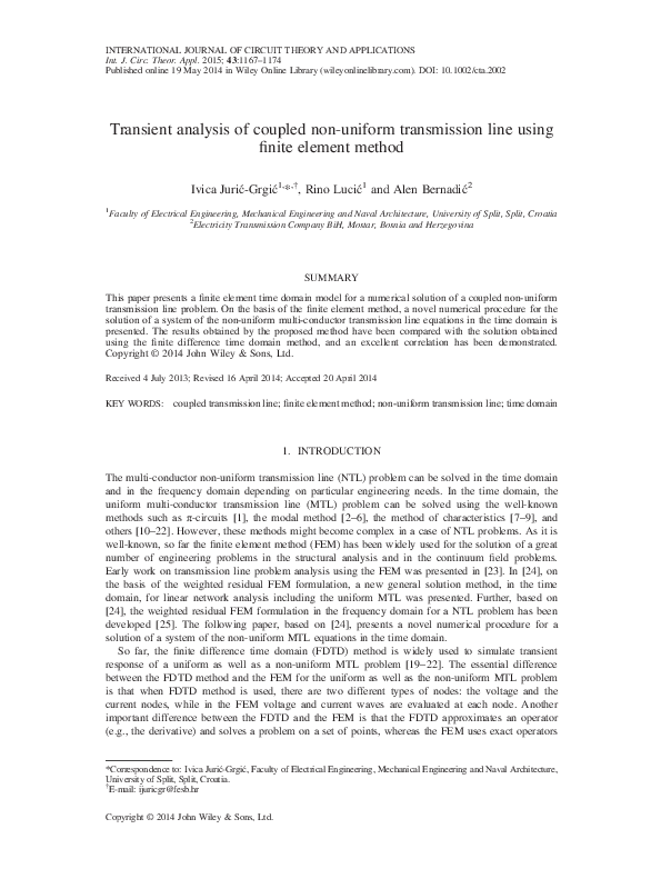 (PDF) Transient analysis of coupled non-uniform transmission line using ...