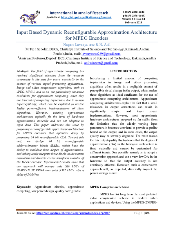 (PDF) Input Based Dynamic Reconfigurable Approximation Architecture for ...