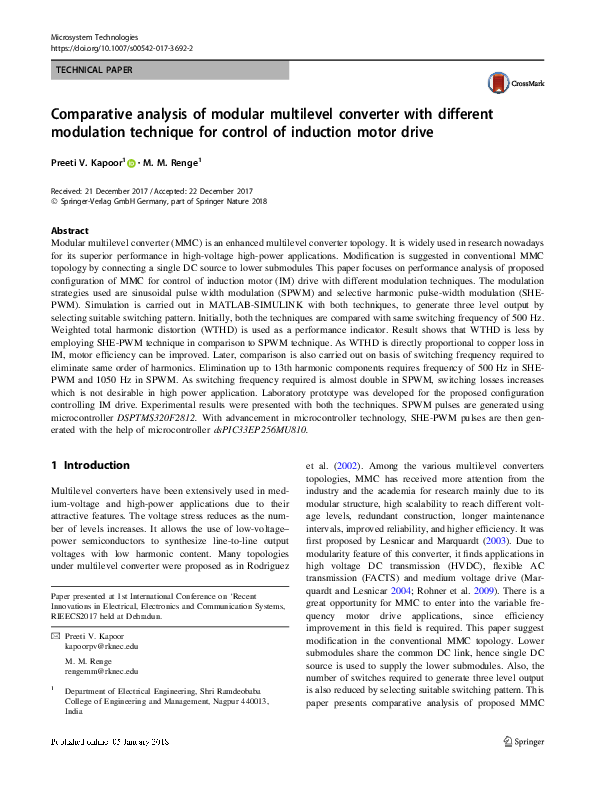 (PDF) Comparative analysis of modular multilevel converter with ...