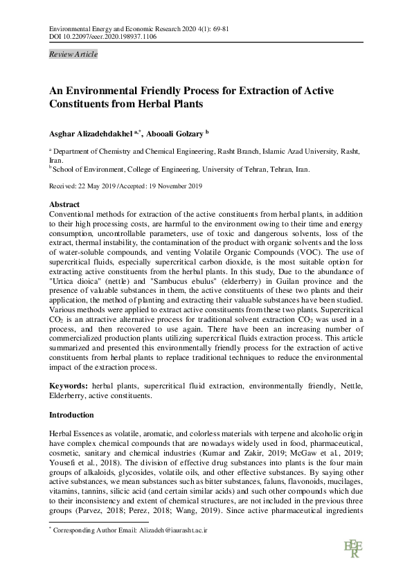 (PDF) An Environmental Friendly Process for Extraction of Active ...