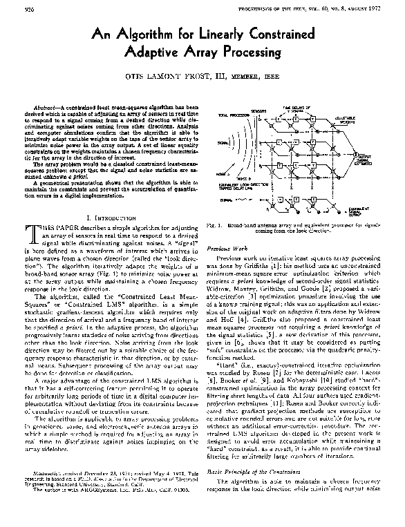 (PDF) An algorithm for linearly constrained adaptive array processing