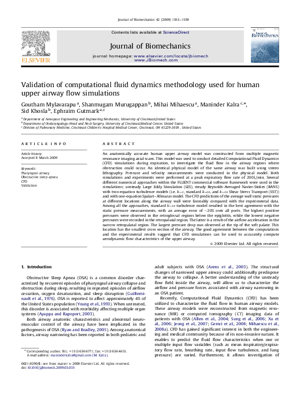 (PDF) Validation of computational fluid dynamics methodology used for ...