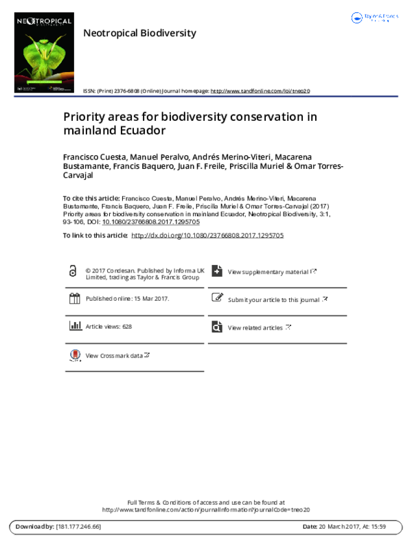 (PDF) Priority areas for biodiversity conservation in mainland Ecuador