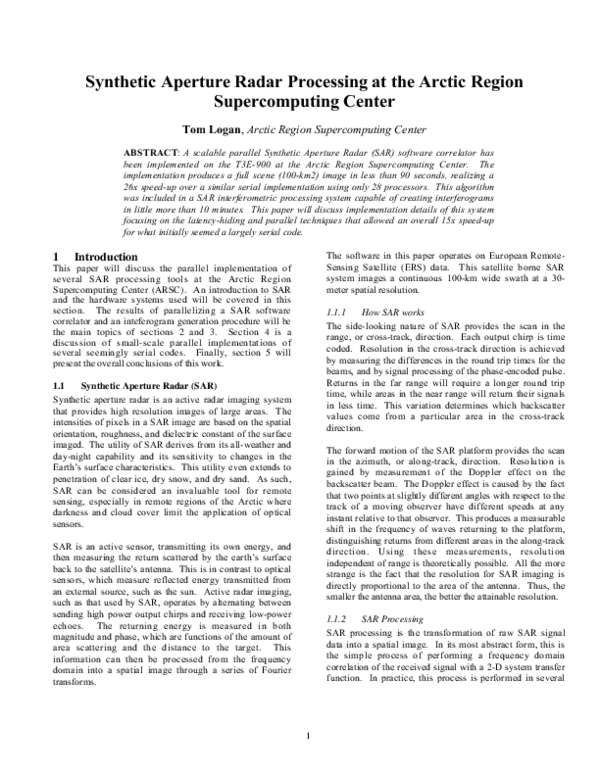(PDF) Synthetic Aperture Radar Processing at the Arctic Region ...