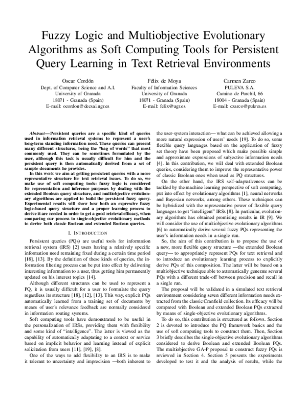 (PDF) Fuzzy logic and multiobjective evolutionary algorithms as soft ...