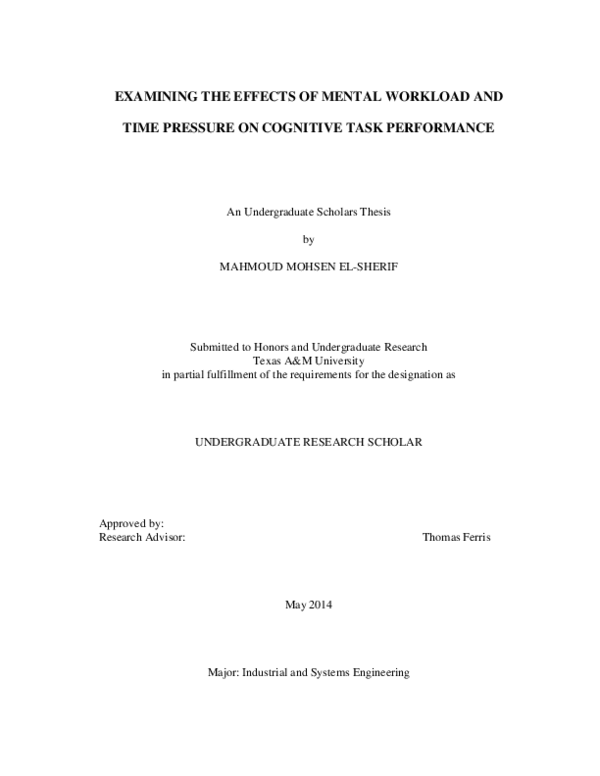 (PDF) Examining the effects of mental workload and time pressure on ...
