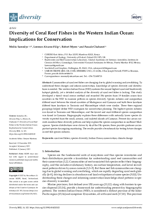 (PDF) Diversity of Coral Reef Fishes in the Western Indian Ocean ...