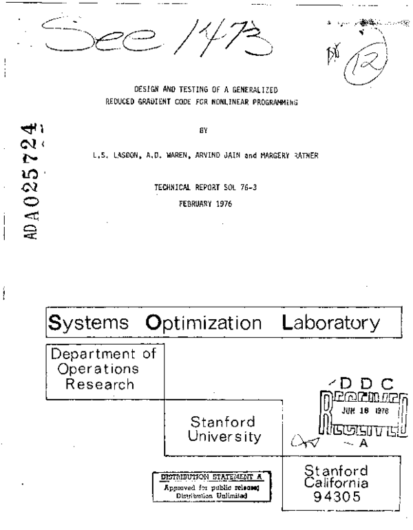 (PDF) Design and Testing of a Generalized Reduced Gradient Code for ...