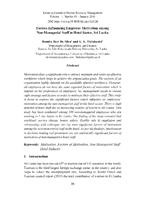 (PDF) Factors influencing employee motivation among non-managerial ...