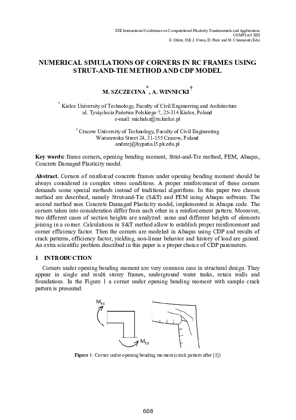 (PDF) Numerical simulations of corners in RC frames using Strut-and-Tie ...