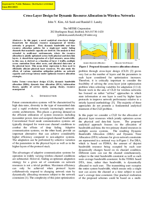 (PDF) Cross-Layer Design for Dynamic Resource Allocation in Wireless ...