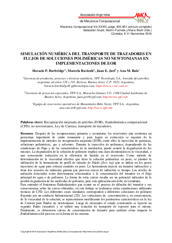 (PDF) Simulación Numérica del Transporte de Trazadores en Flujos de ...