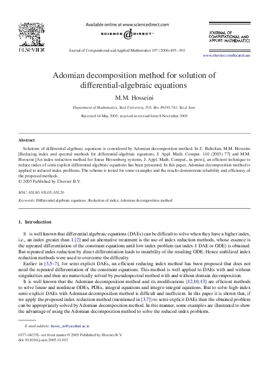 (PDF) Adomian decomposition method for solution of differential ...