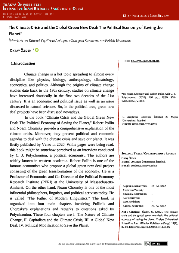 (PDF) The Climate Crisis and the Global Green New Deal: The Political ...