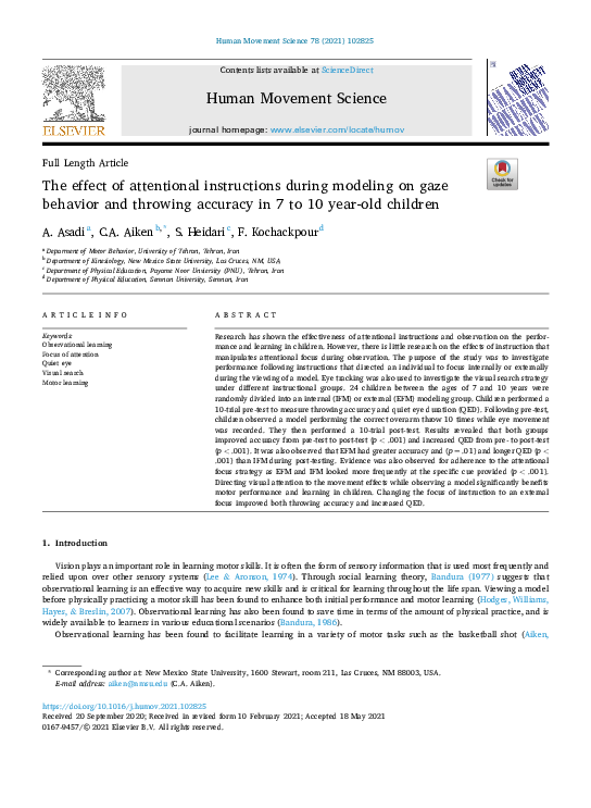 (PDF) The effect of attentional instructions during modeling on gaze ...