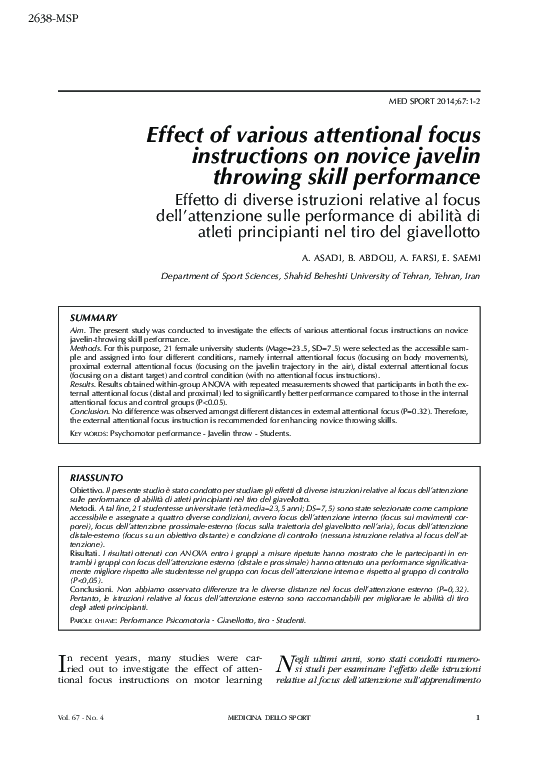 (PDF) Effect of various attentional focus instructions on novice ...