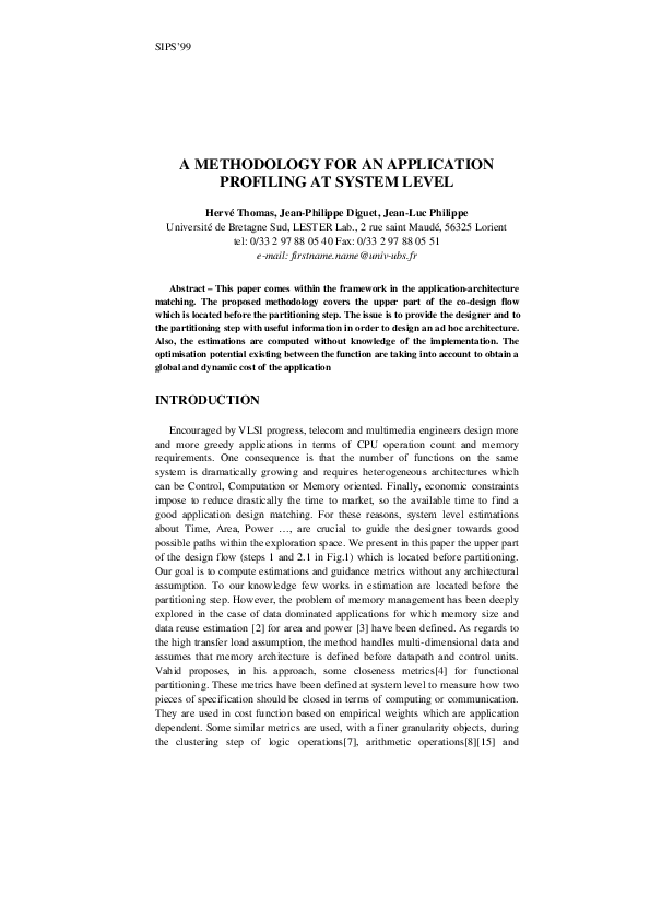 (PDF) A methodology for an application profiling at system level