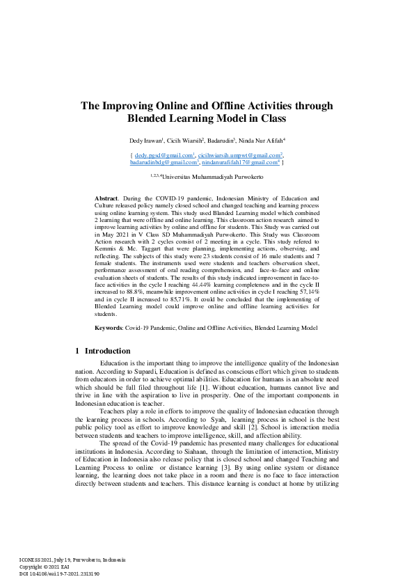 (PDF) The Improving Online and Offline Activities through Blended ...