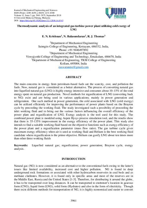 (PDF) Thermodynamic analysis of an integrated gas turbine power plant ...