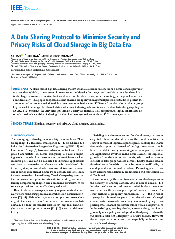(PDF) A Data Sharing Protocol to Minimize Security and Privacy Risks of ...