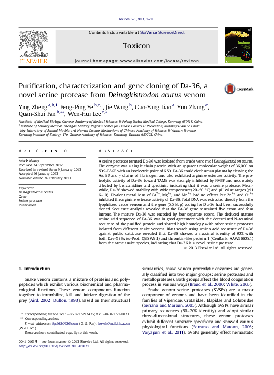 (PDF) Purification, characterization, and gene cloning of an ...