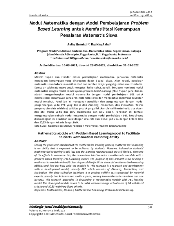 (PDF) Modul Matematika dengan Model Pembelajaran Problem Based Learning ...
