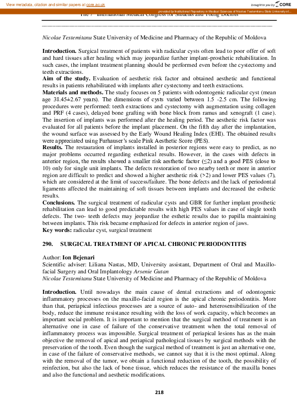 (PDF) Surgical treatment of apical chronic periodontitis