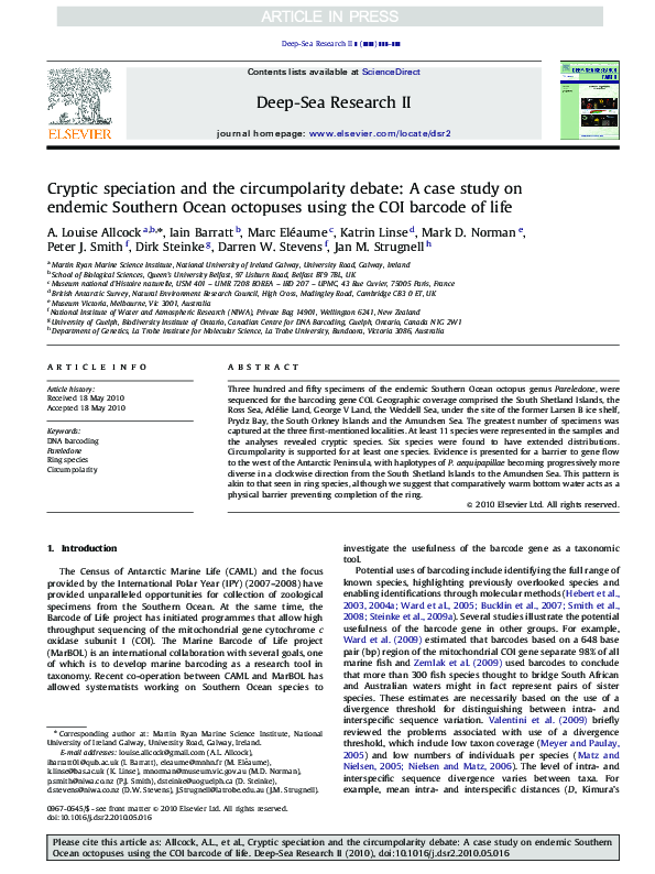 (PDF) Cryptic speciation and the circumpolarity debate: A case study on ...