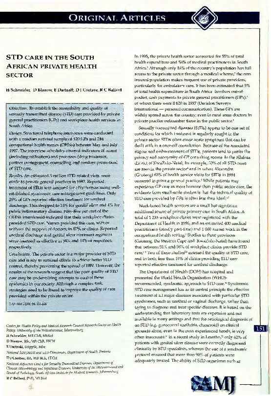 (PDF) STD care in the South African private health sector