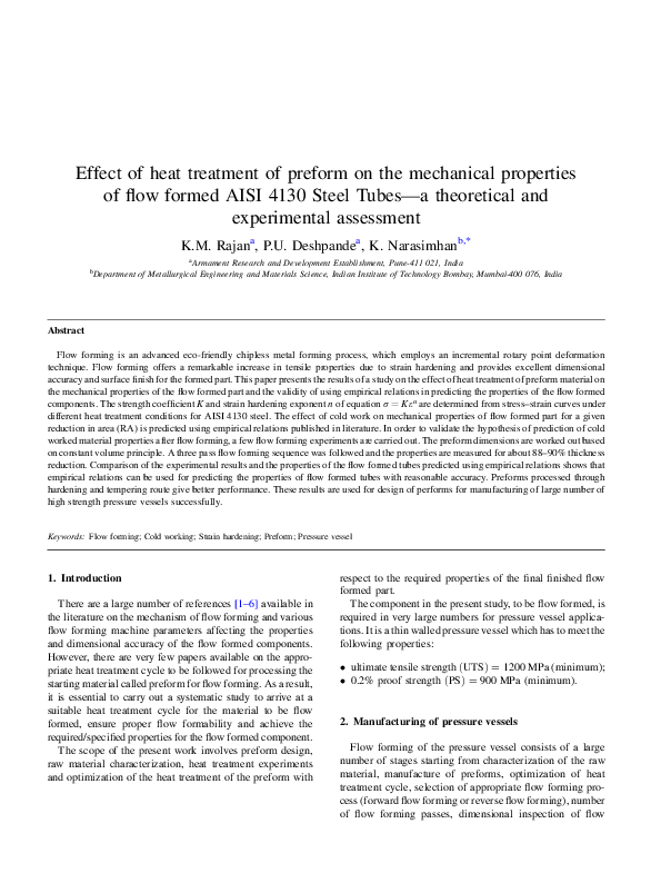 (PDF) Effect of heat treatment of preform on the mechanical properties ...